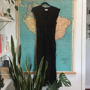 Velvet Anthropologie black linen jumpsuit